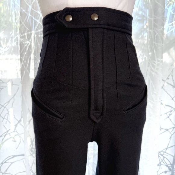 ISABEL MARANT GRAY BLACK WOOL STRETCHY KNIT HIGH WAISTED LEGGING PANTS - Picture 3 of 9